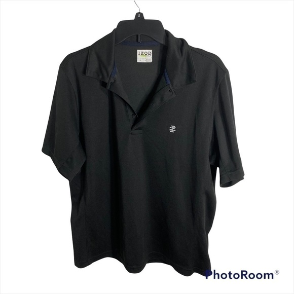 Izod Golf Black Polo Shirt Medium Short Sleeve Men’s - Picture 1 of 6